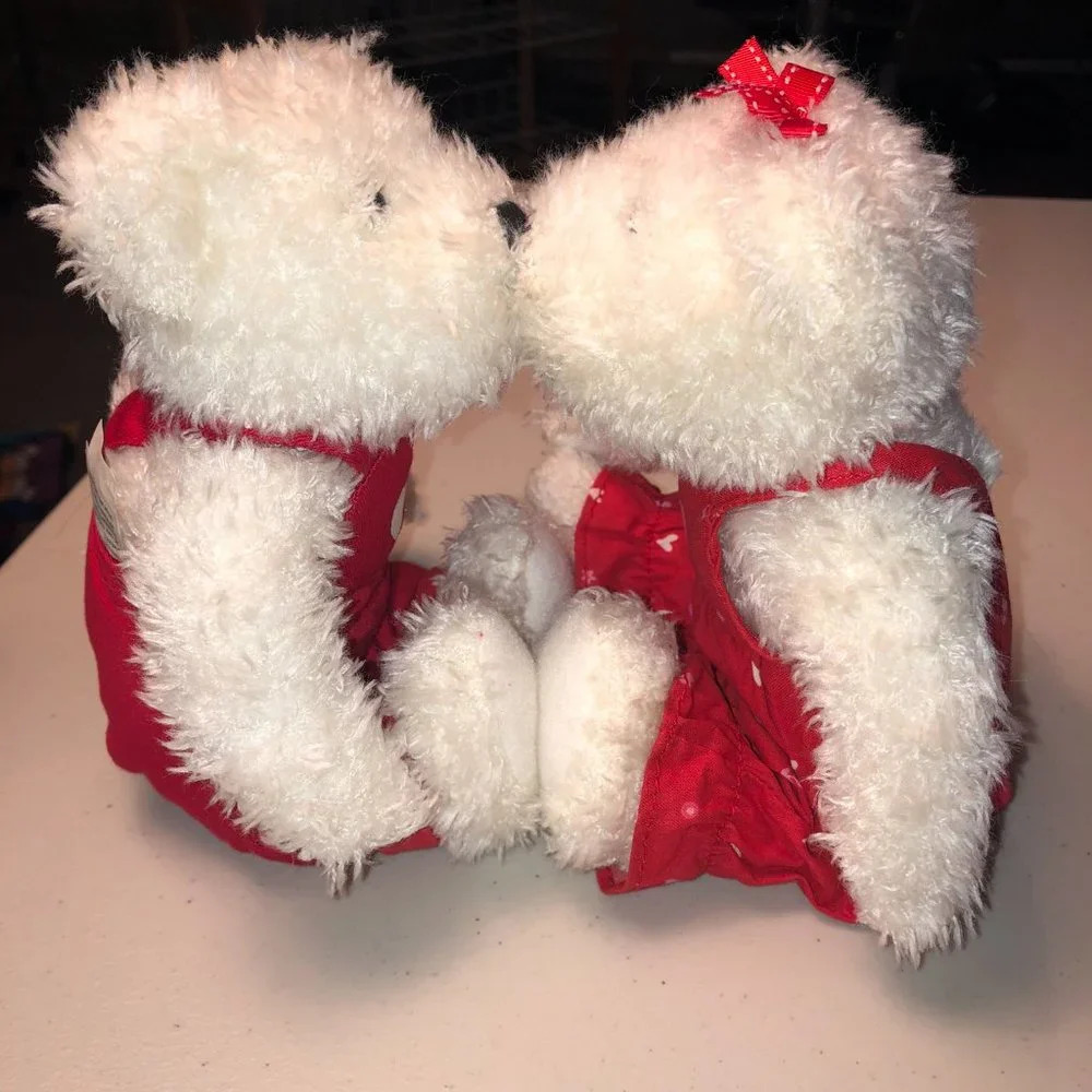 2004 Vintage Hallmark Blushing Bears Set Kissing Magnetic Hearts Valentine's - Picture 7 of 7